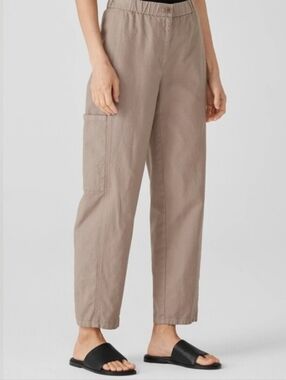 Eileen Fisher Cotton Hemp Lantern Ankle Pants Taupe Small